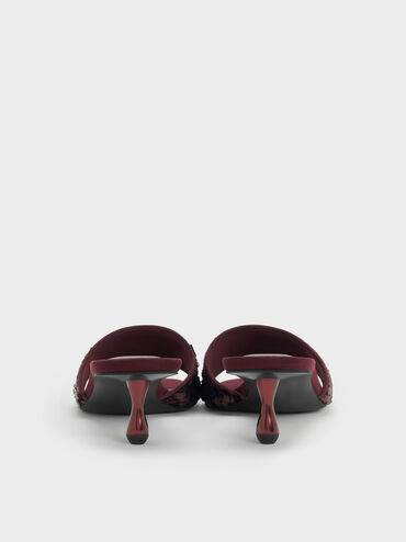 Ruthie Sequinned Heeled Mules, Burgundy, hi-res
