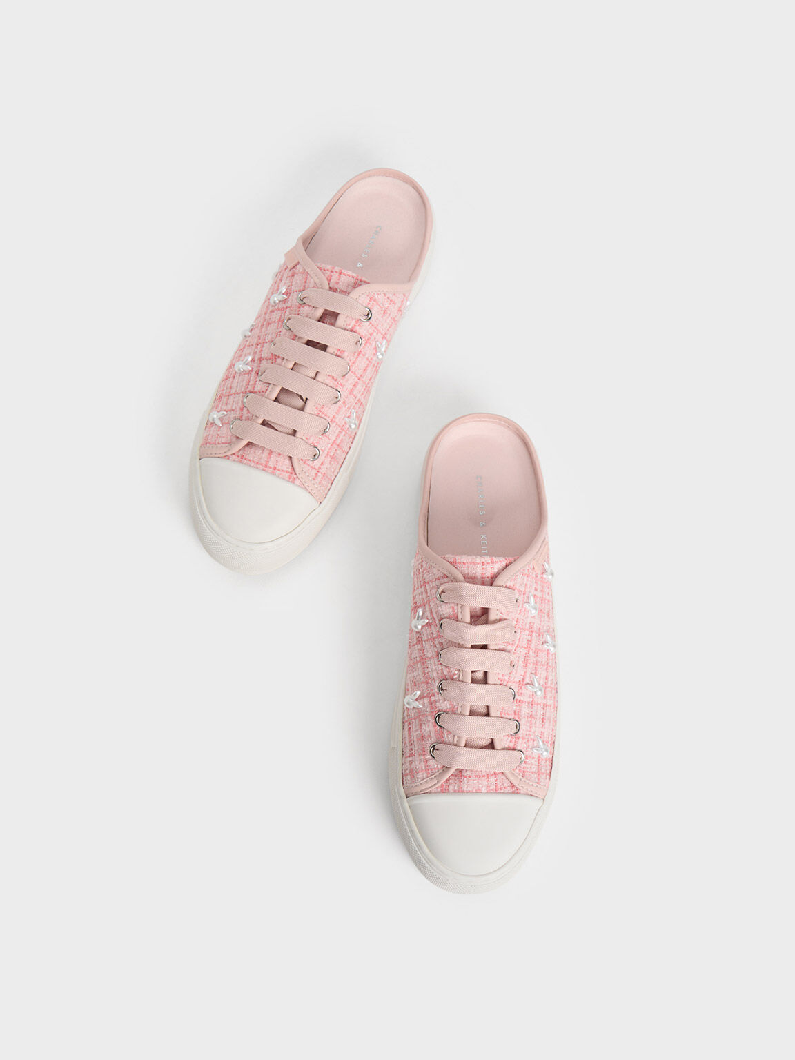 Sepatu Sneakers Slip-On Bunny Tweed, Pink, hi-res