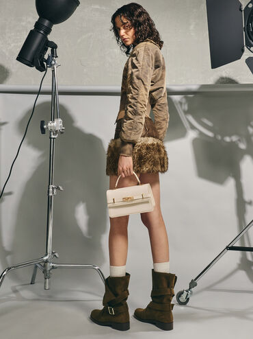 Tas Top Handle Belted Arlet, Cream, hi-res