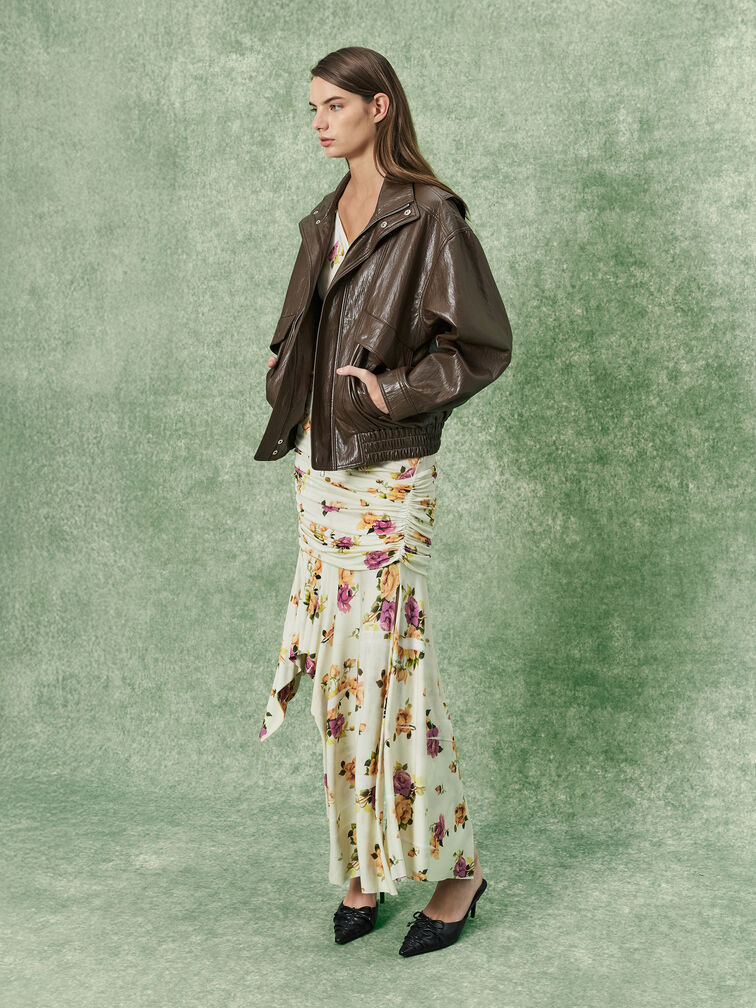 Ruched Bow Pointed Heeled Mules, Black, hi-res