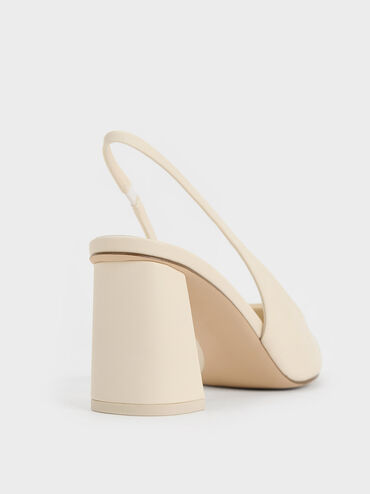 Sepatu Slingback Pumps Trapeze Heel Teagan Elastane, Chalk, hi-res