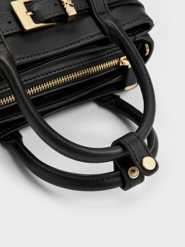 Tas Tote Belted Jody Leather, Black, hi-res