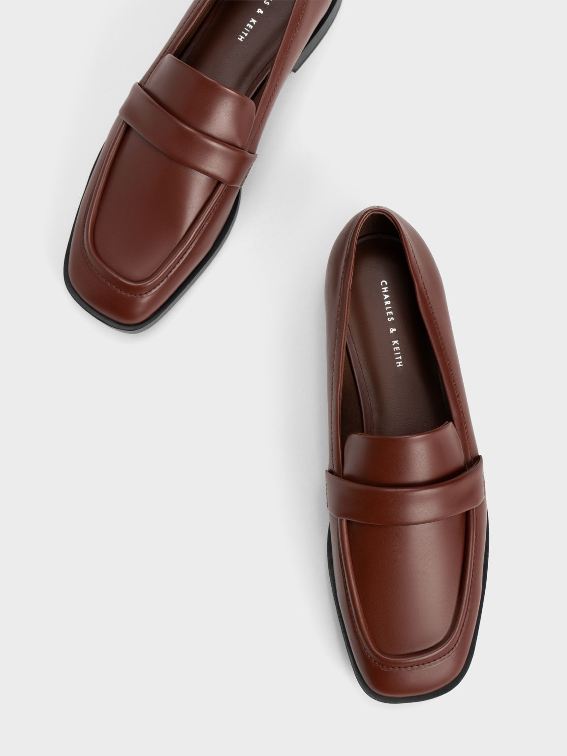 Square-Toe Penny Loafers, Brick, hi-res