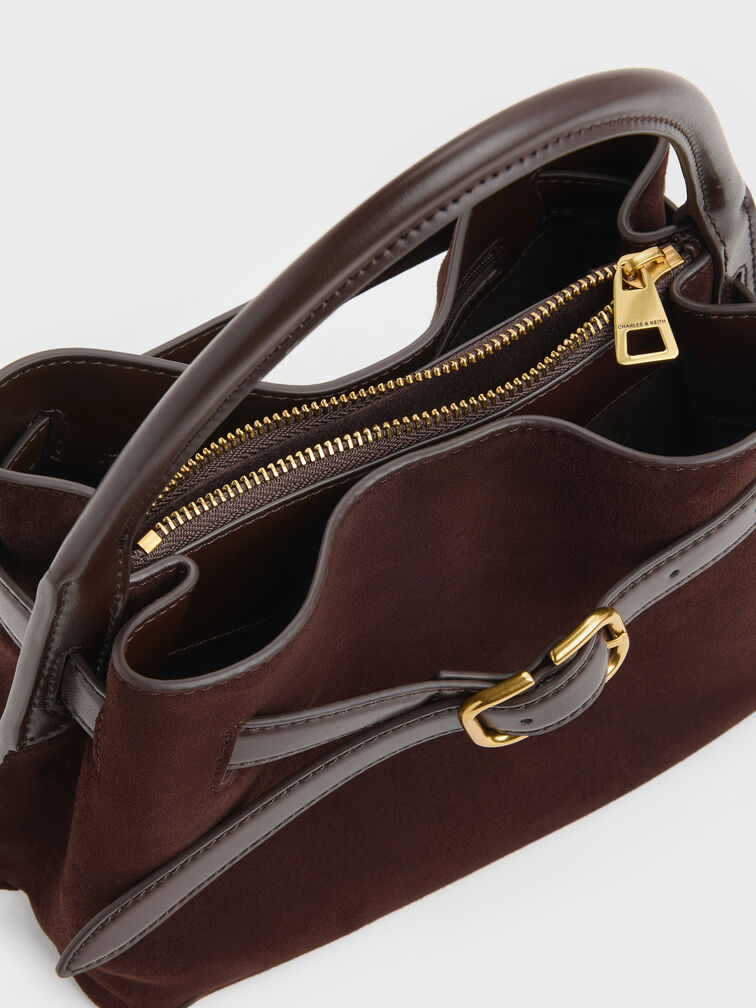Tas Top Handle Victoria Belted, Espresso Brown, hi-res