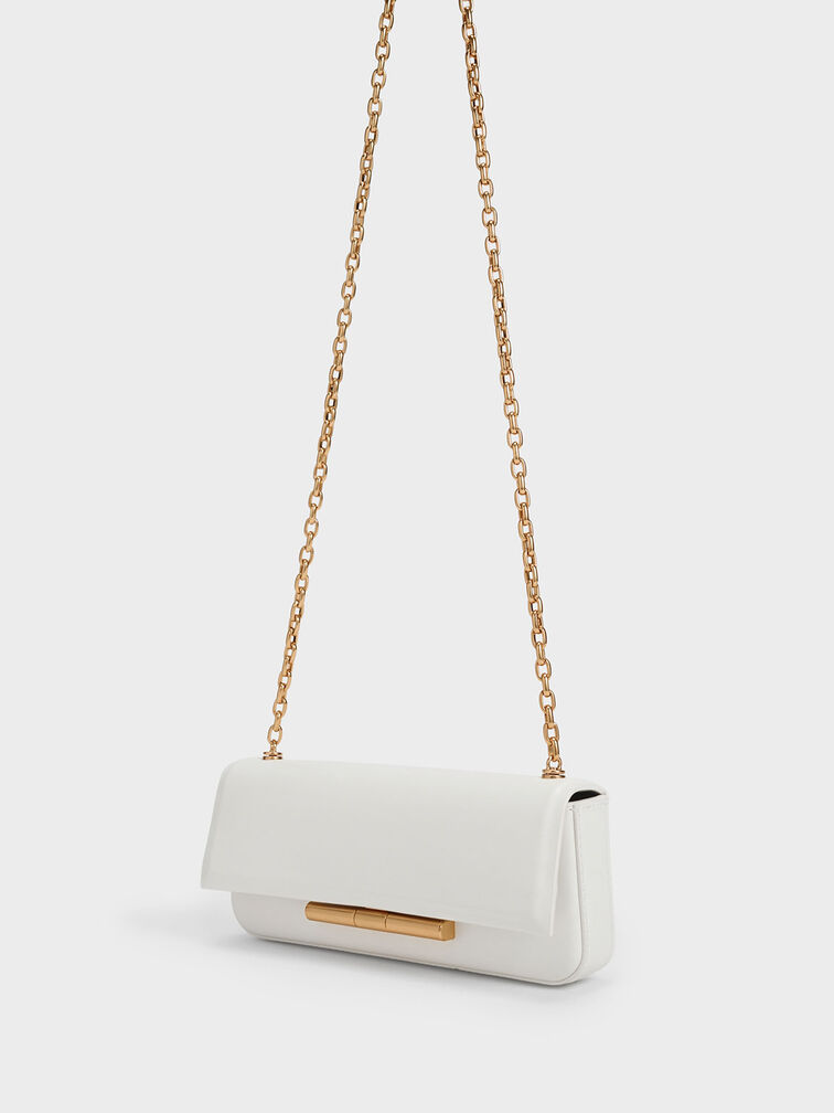 Cesia Chain Strap Bag, White, hi-res