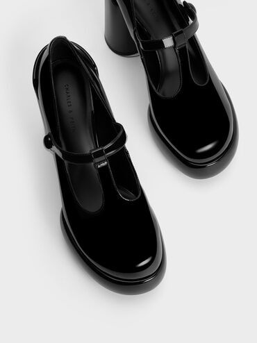 Sepatu Platform Mary Janes Patent T-Bar Darcy, Black Patent, hi-res