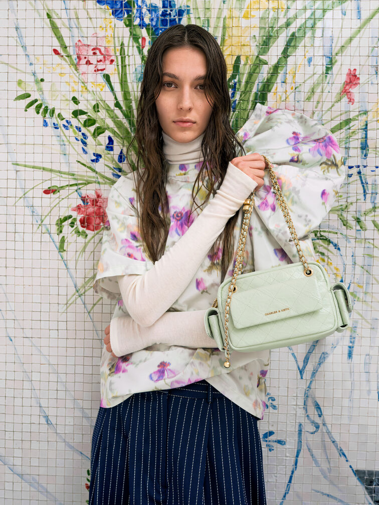 Duo Quilted Crossbody Bag, Mint Green, hi-res