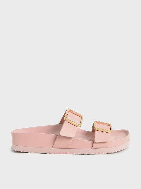 Sandal Slide Metallic Buckle, Light Pink, hi-res