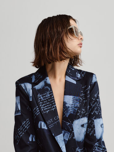 Kacamata Square Recycled Acetate Maude, Chalk, hi-res