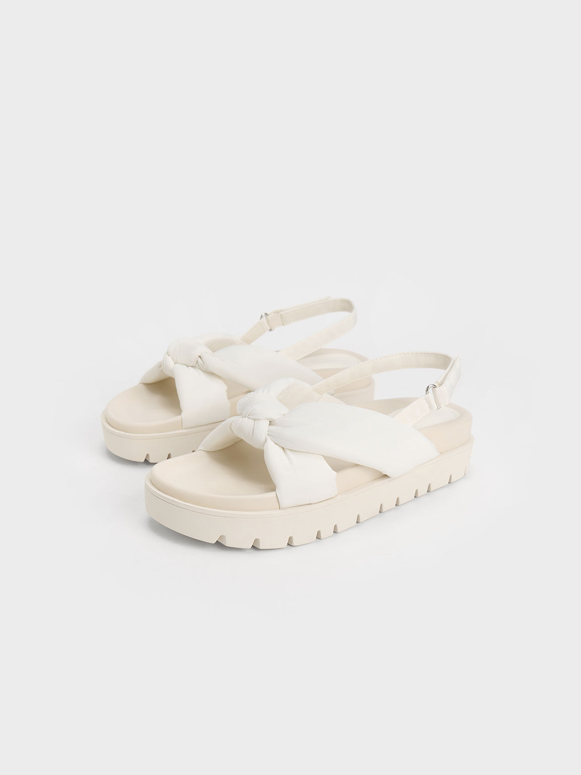 Sandal Flatform Nylon Knotted, White, hi-res