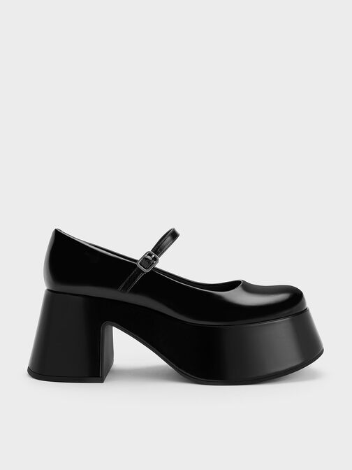 Sepatu Mary Janes Platform, Black Box, hi-res