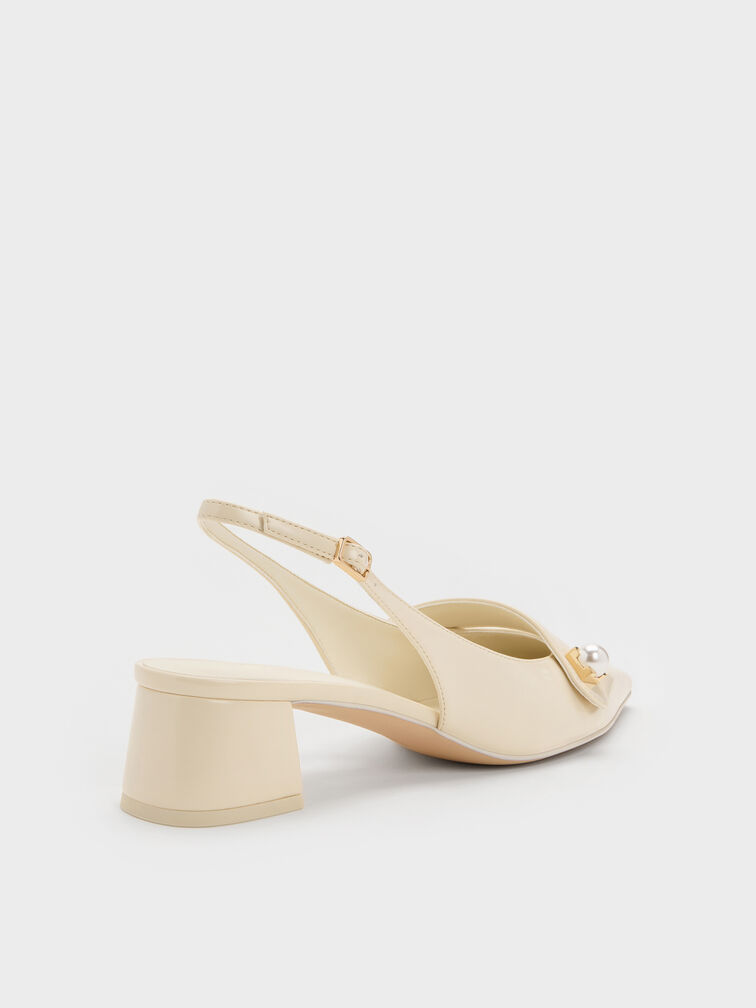 Marie Pearl Slingback Pumps, Cream, hi-res