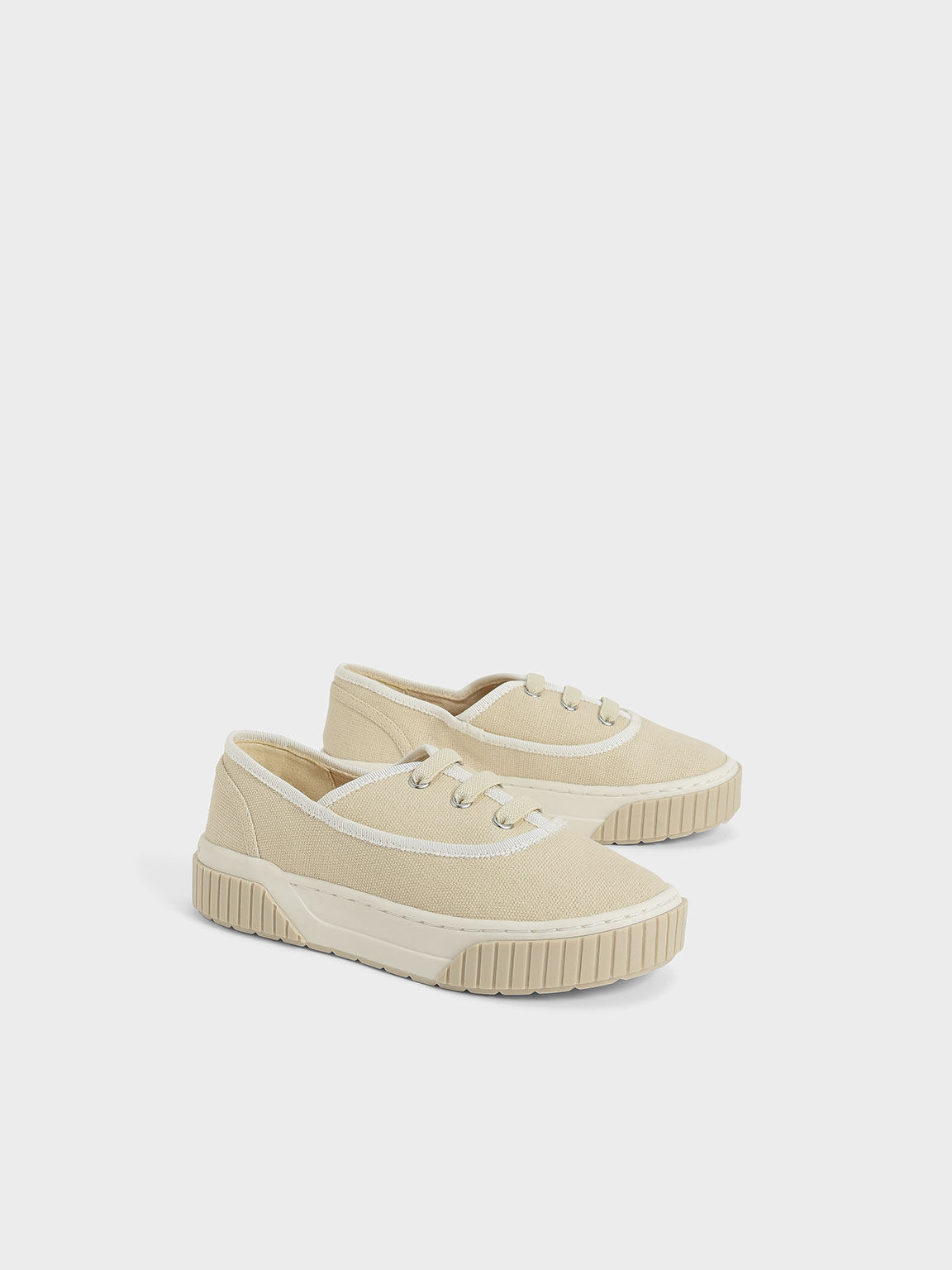 Girls' Canvas & Cotton Slip-On Sneakers, Chalk, hi-res