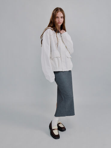 Sepatu Loafers Platform Metallic-Accent Lando Canvas Two-Tone, Multi, hi-res