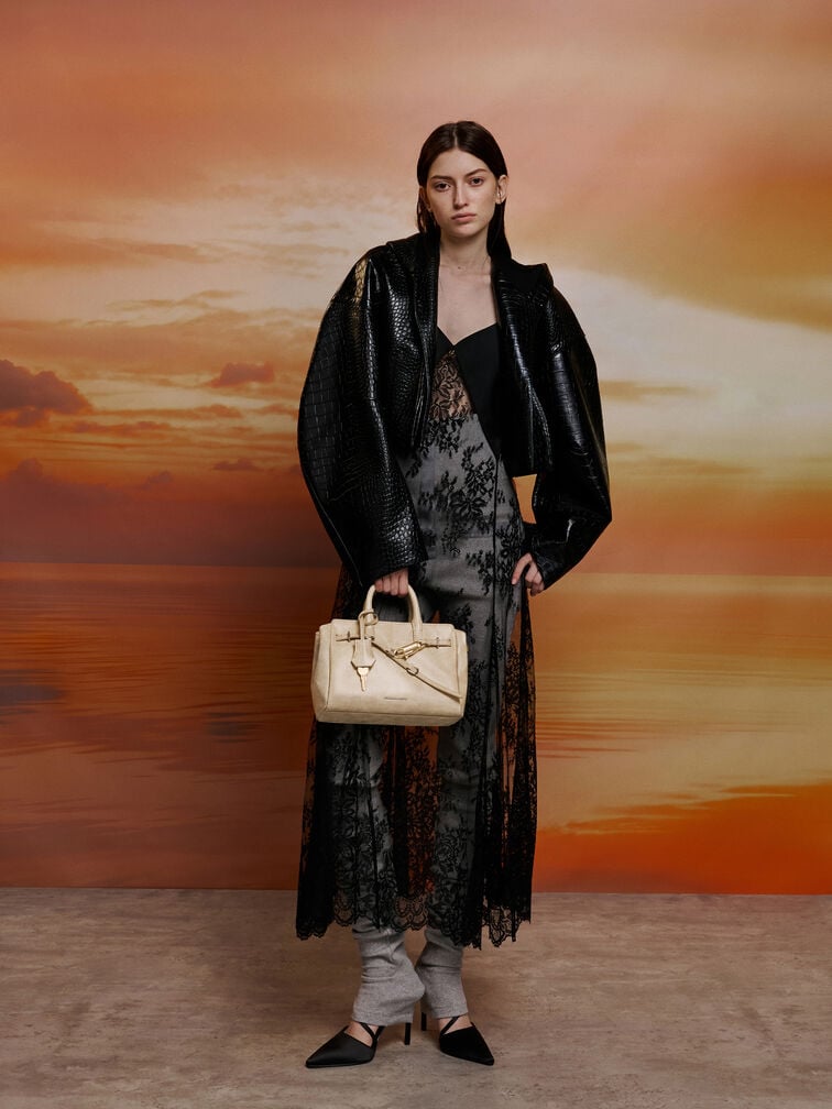 Tas Tote Belted Delfina Mini, Sand, hi-res