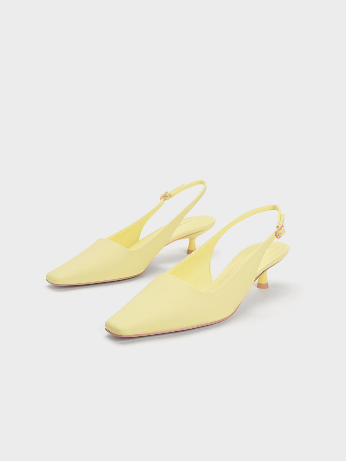 Sepatu Pumps Slingback Square-Toe Vita, Yellow, hi-res