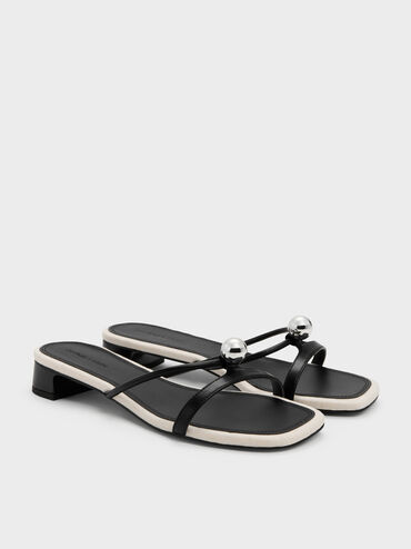 Sandal Heeled Metal-Ball Georgie, Black, hi-res