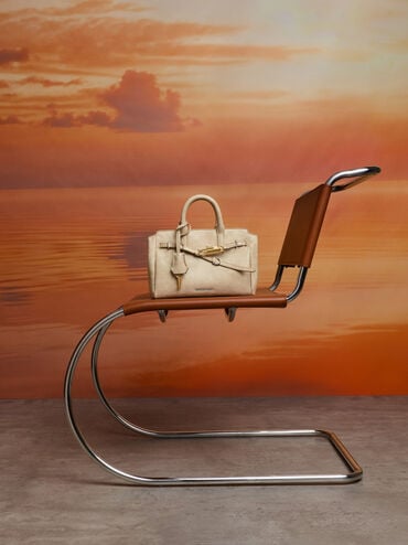 Tas Tote Belted Delfina Mini, Sand, hi-res