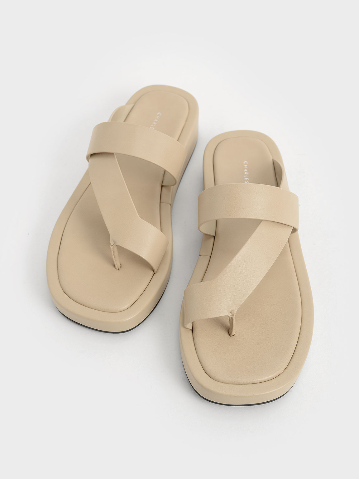 Toe-Loop Platform Sandals, Beige, hi-res