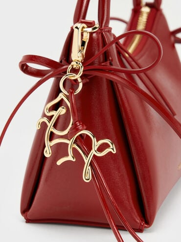 Tas Top Handle Horse-Motif Bow Hazel, Tomato Red, hi-res