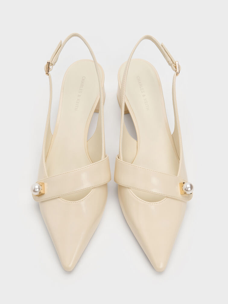 Marie Pearl Slingback Pumps, Cream, hi-res