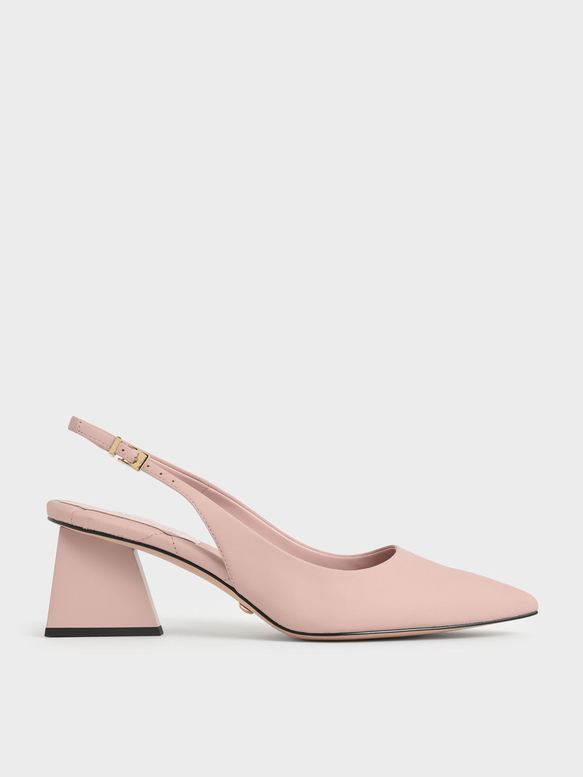 Leather Pointed Toe Slingback Pumps, Pink, hi-res