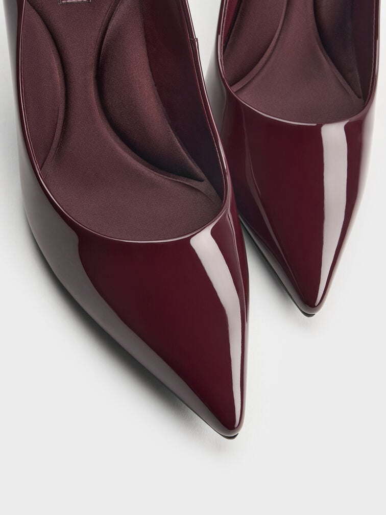 Emmy Patent Pointed Toe Stiletto Pumps, Burgundy, hi-res