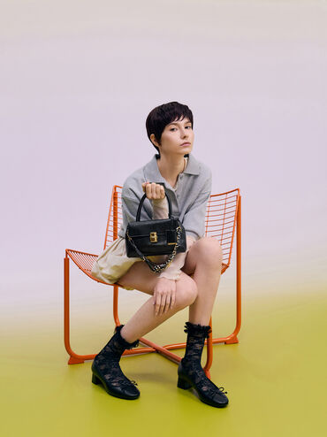 Acelynn Rope-Chain Tote Bag, Black, hi-res