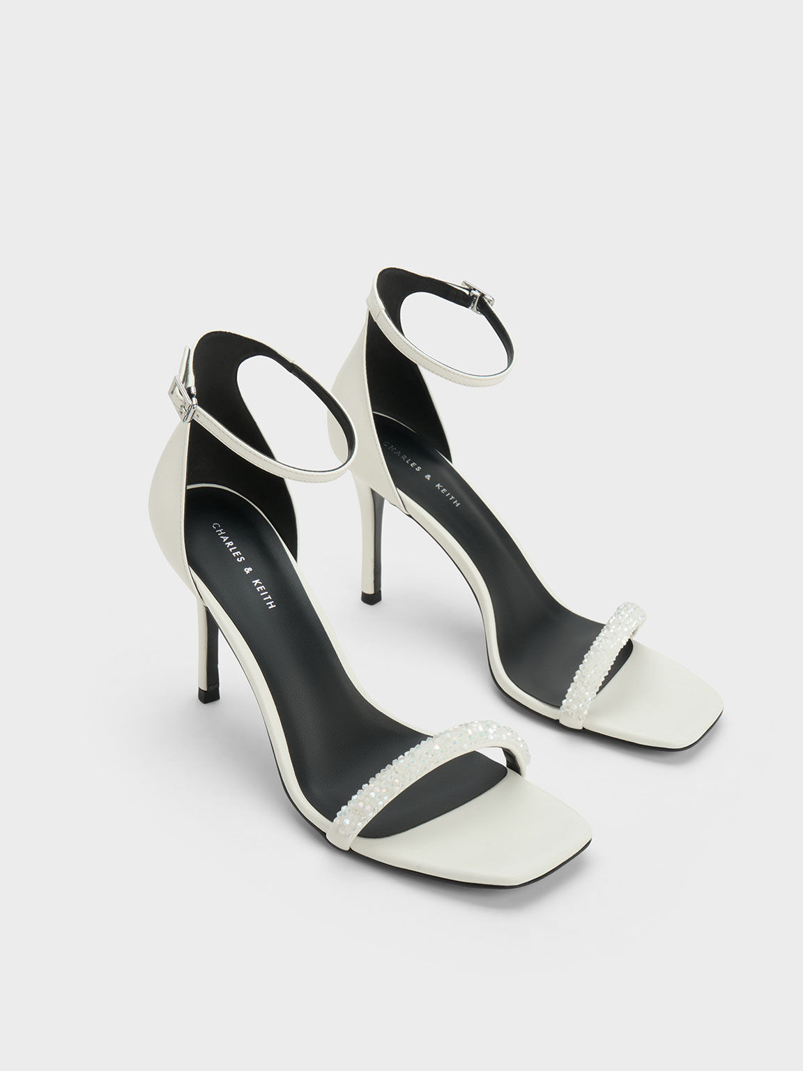 White 3 strap heels 2025