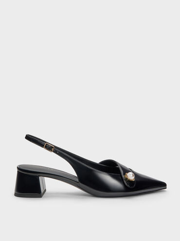 Sepatu Pumps Slingback Pearl Marie, Black Box, hi-res