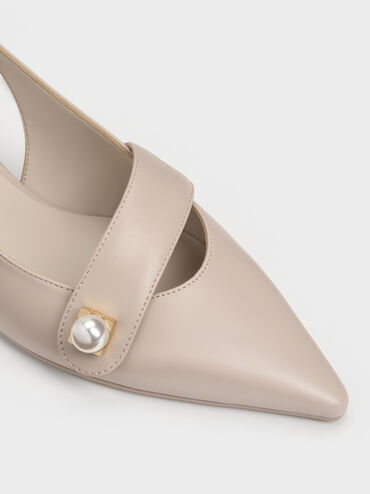 Marie Pearl Slingback Pumps, Taupe, hi-res