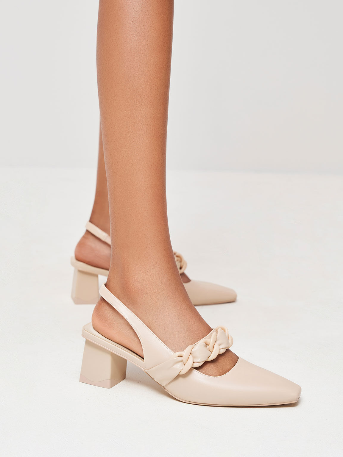 Chalk Braided Chain-Link Slingback 