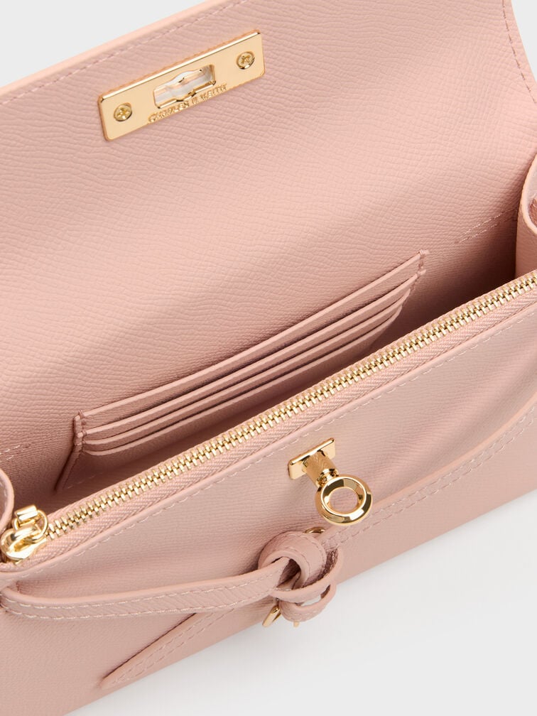 Tas Top Handle Knotted-Belt Tricha, Pink, hi-res