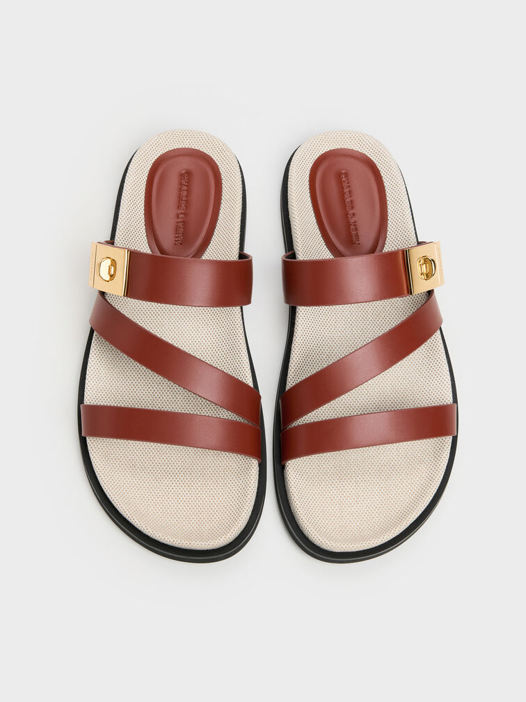 Sandal Strappy Metallic-Buckle Aelin Canvas, Multi, hi-res