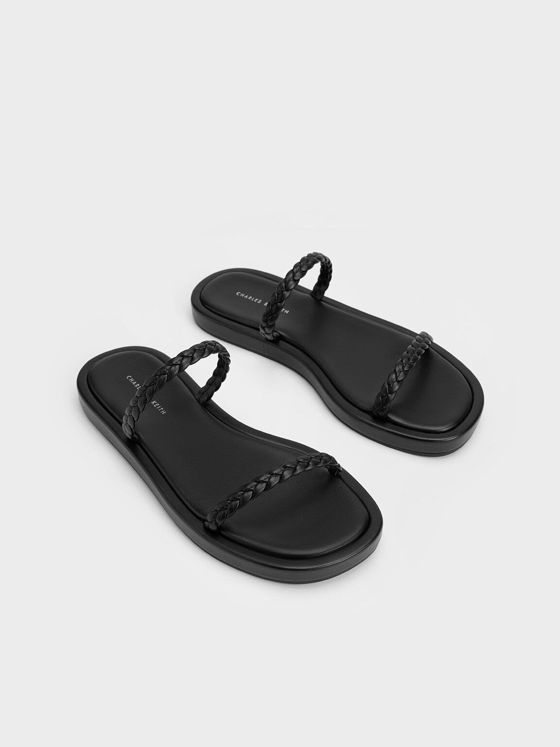 Sandal Slides Braided, Black, hi-res