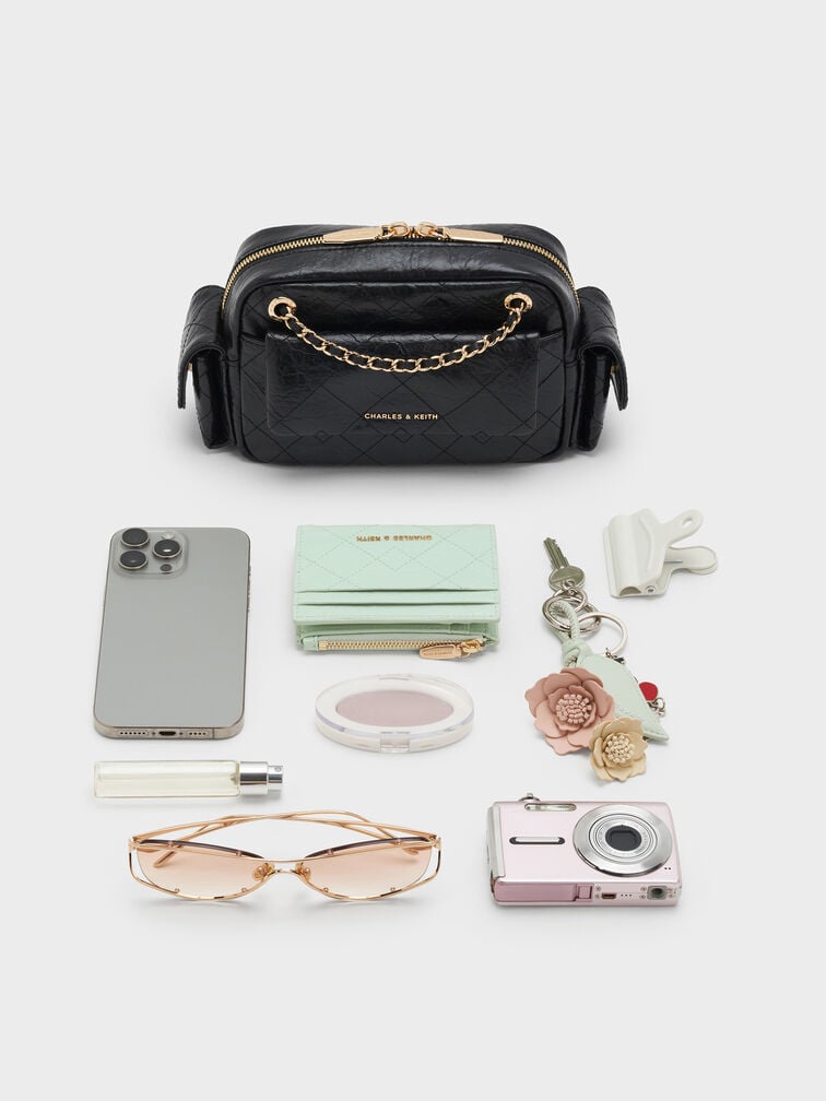 Tas Selempang Quilted Duo, Black, hi-res