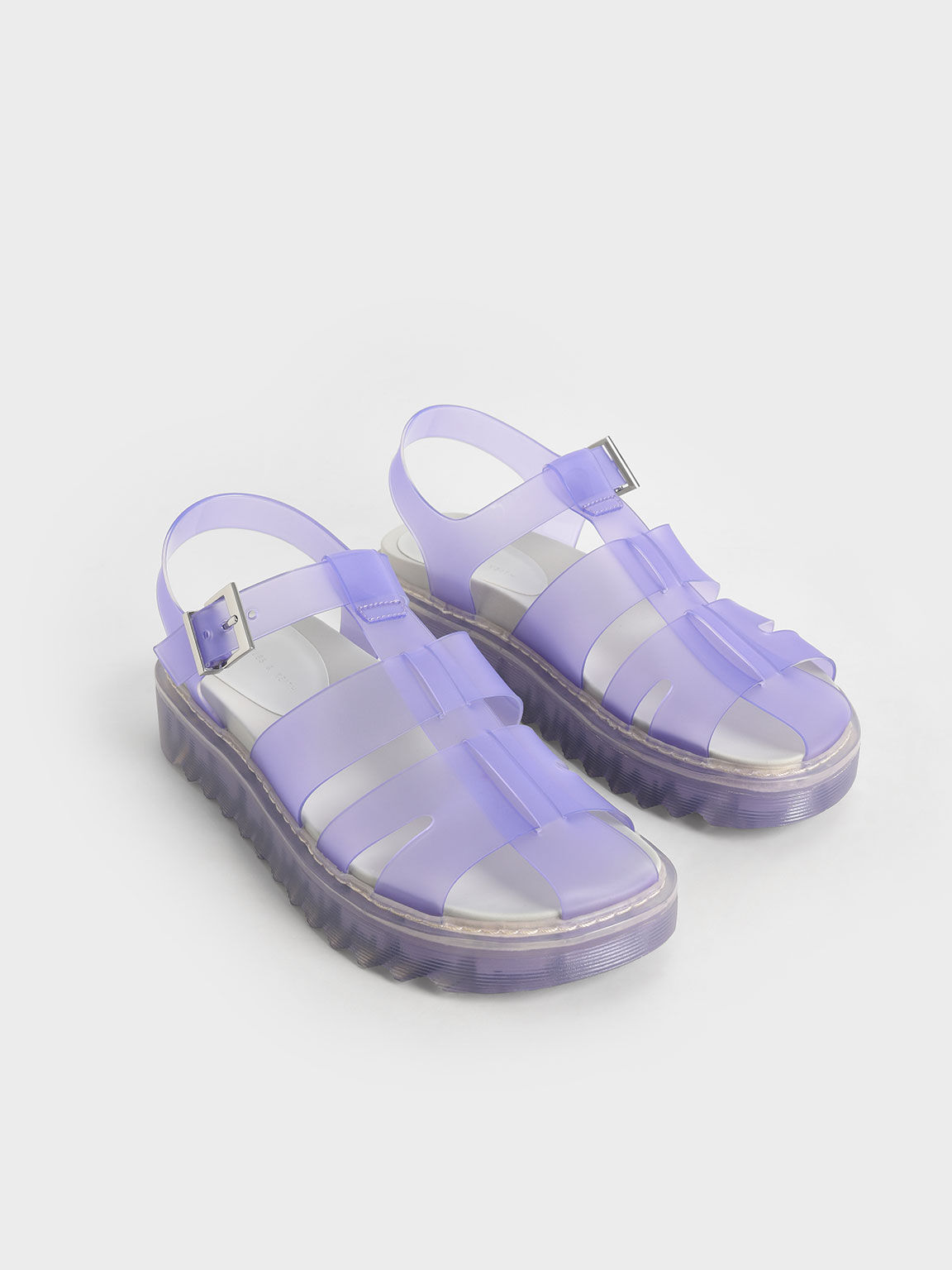 Sandal Caged Translucent, Purple, hi-res