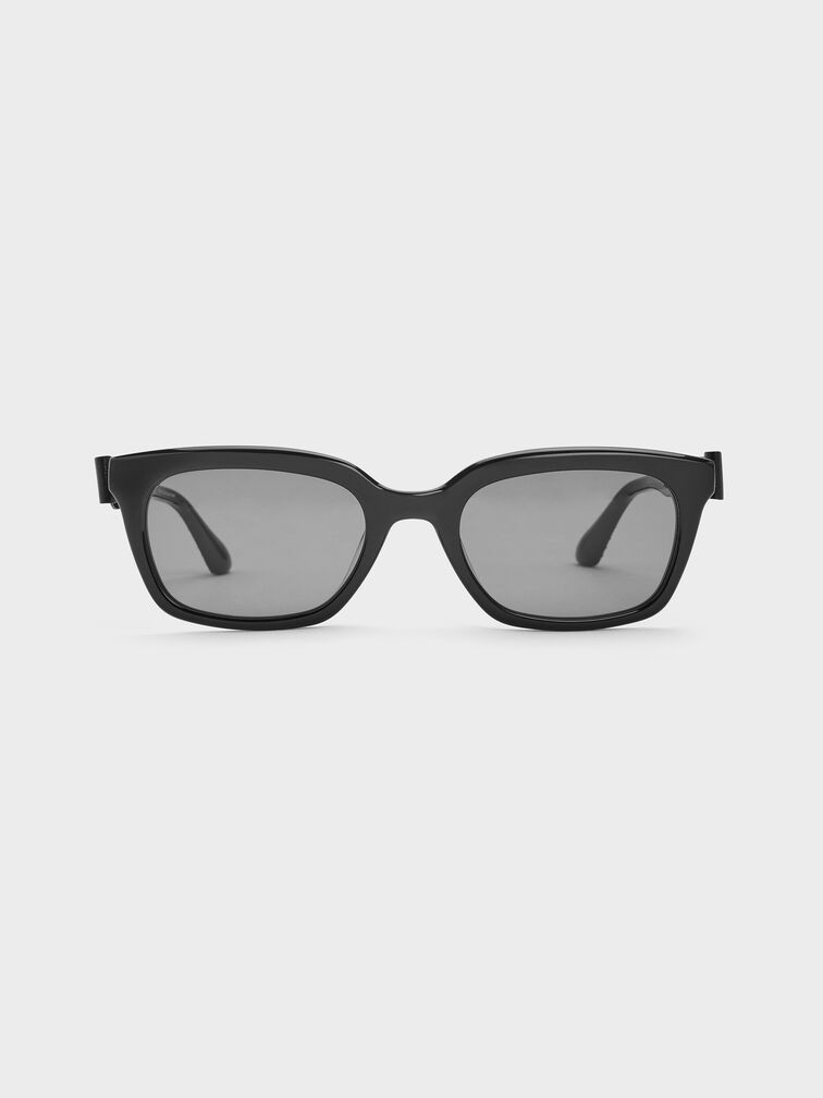 Kacamata Rectangular Bow Tanya, Jet Black, hi-res