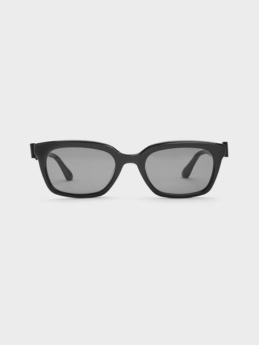 Kacamata Rectangular Bow Tanya, Jet Black, hi-res