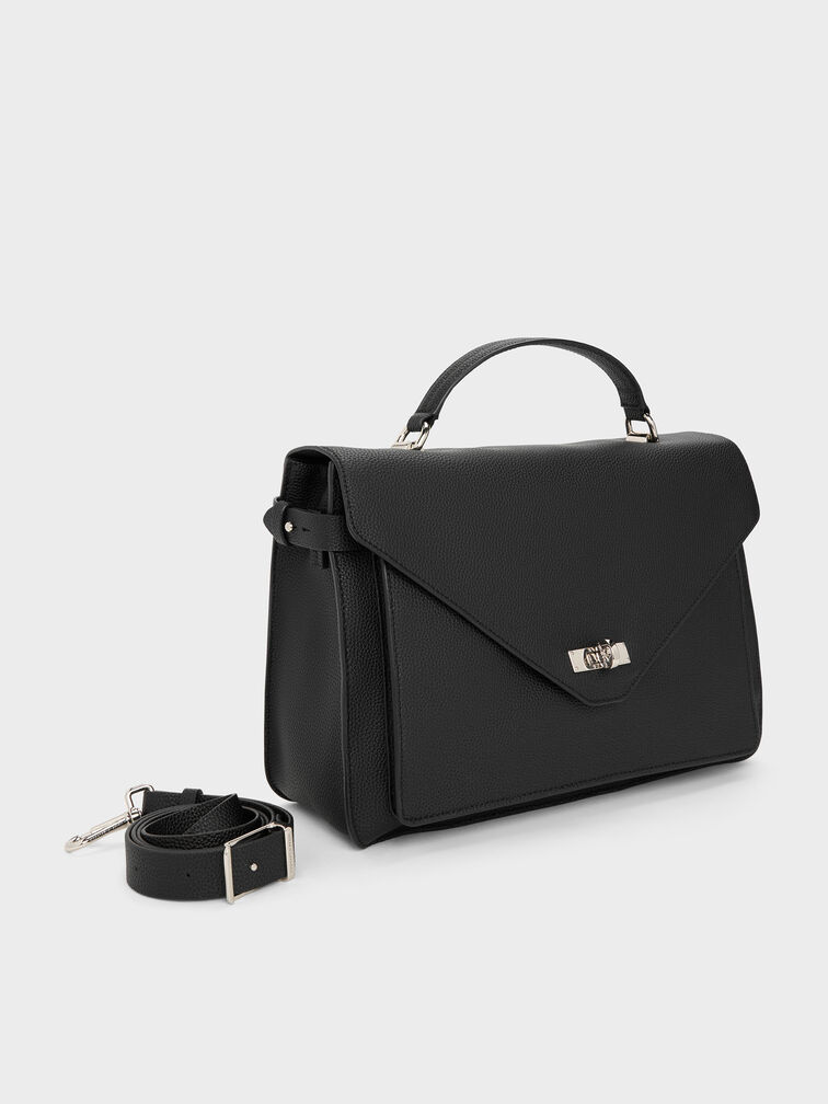 Chance Turn-Lock Top-Handle Bag, Noir, hi-res
