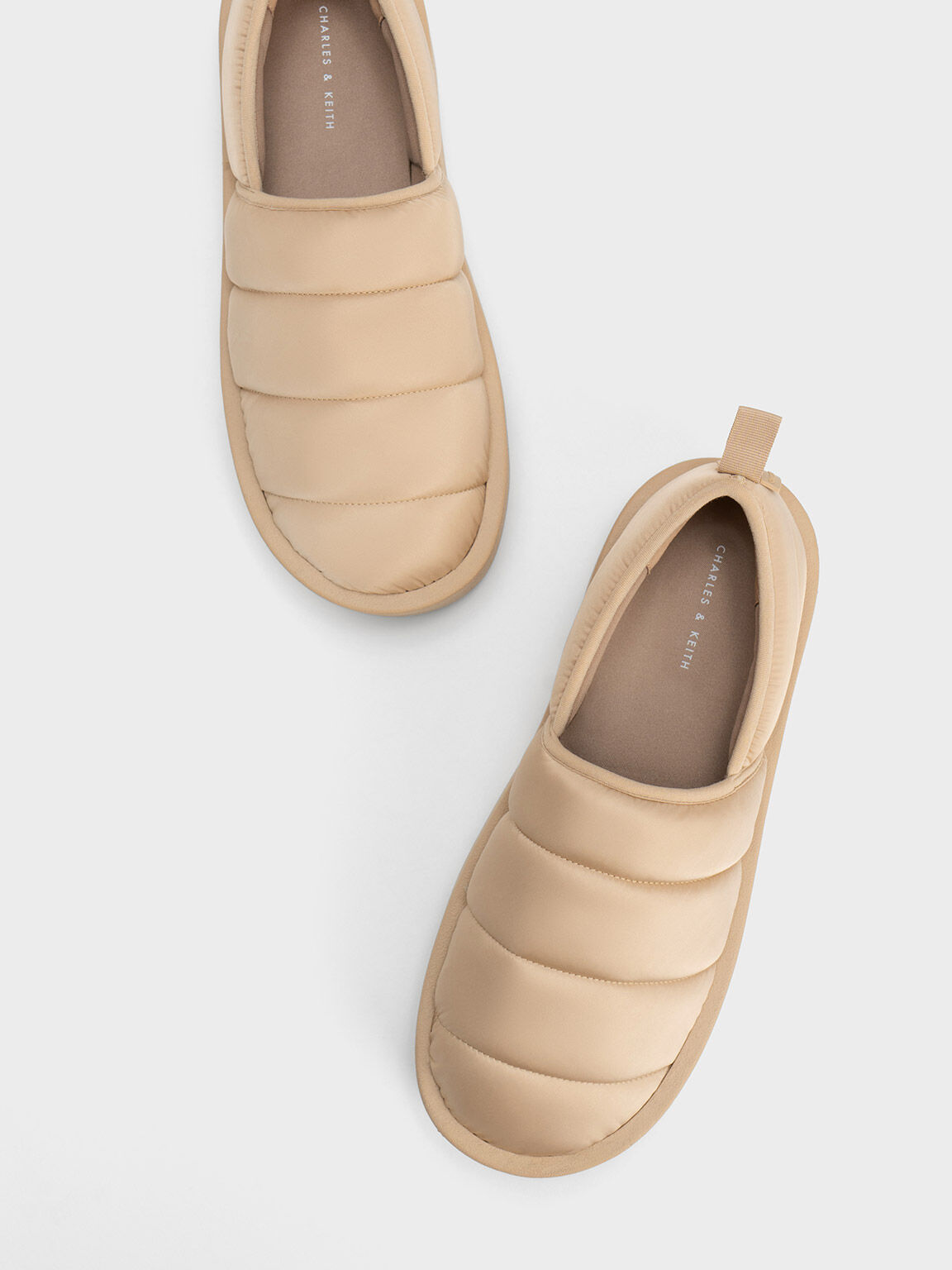 Puffy Nylon Panelled Loafers, Nude, hi-res
