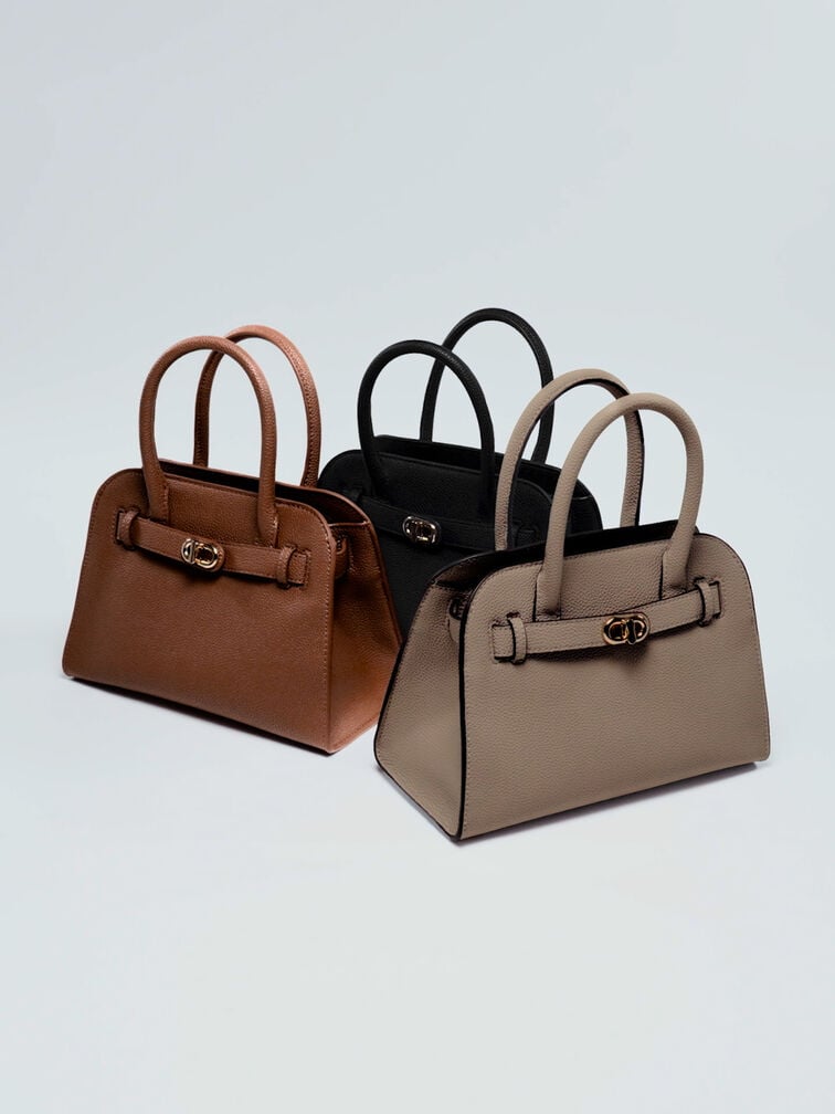 Tas Tote Belted Aubrielle, Taupe, hi-res