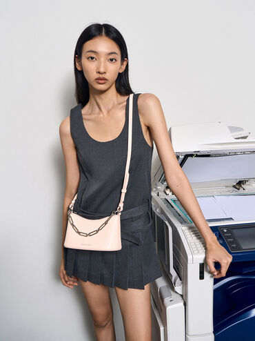 Tas Chain-Handle Elongated Robyn, Light Pink, hi-res