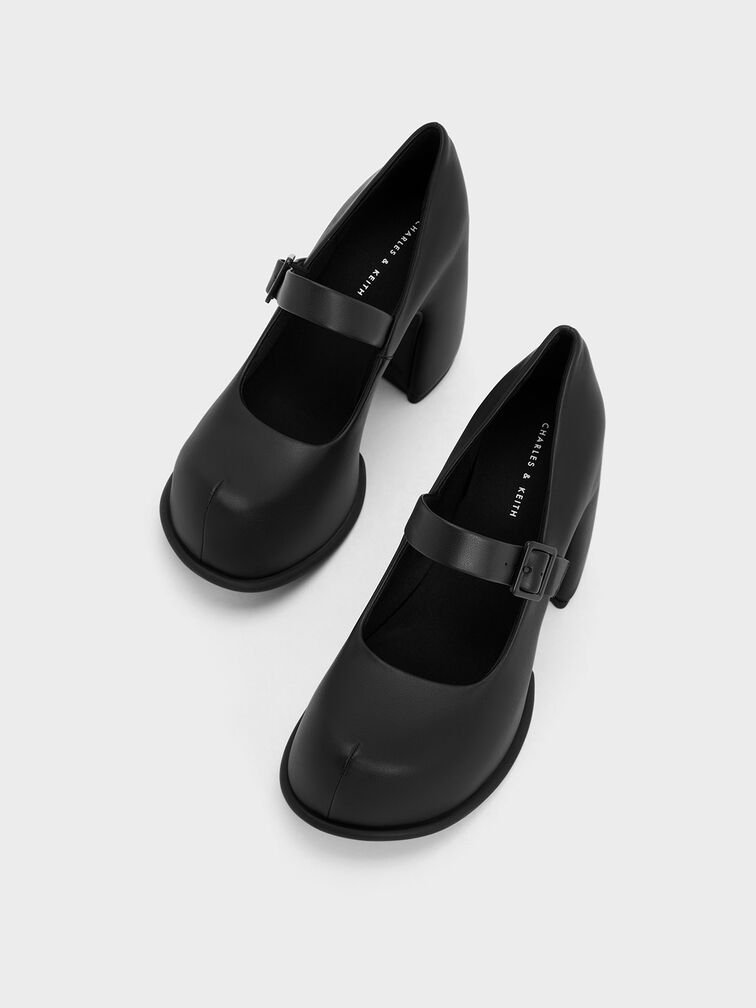 Sepatu Platform Mary Janes Pixie, Black, hi-res
