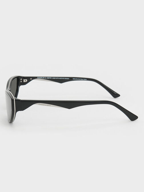 Kacamata Angular Shield Recycled Acetate, Black, hi-res