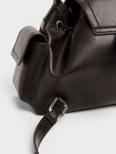 Tas Bucket Side-Pocket Noane, Dark Brown, hi-res