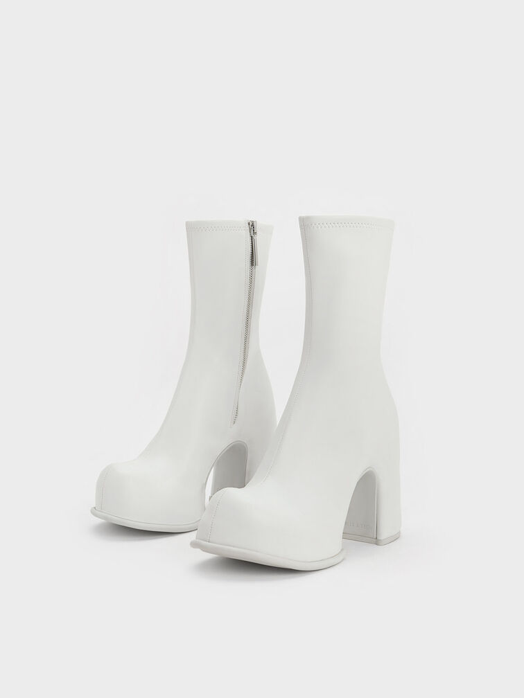 Sepatu Platform Ankle Boots Pixie, White, hi-res