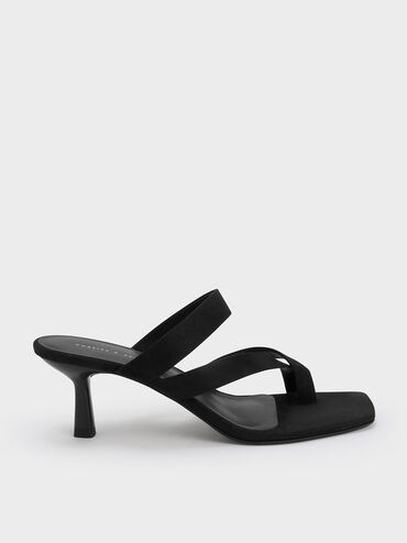 Sandal Heeled Asymmetric Toe Ring, Black, hi-res