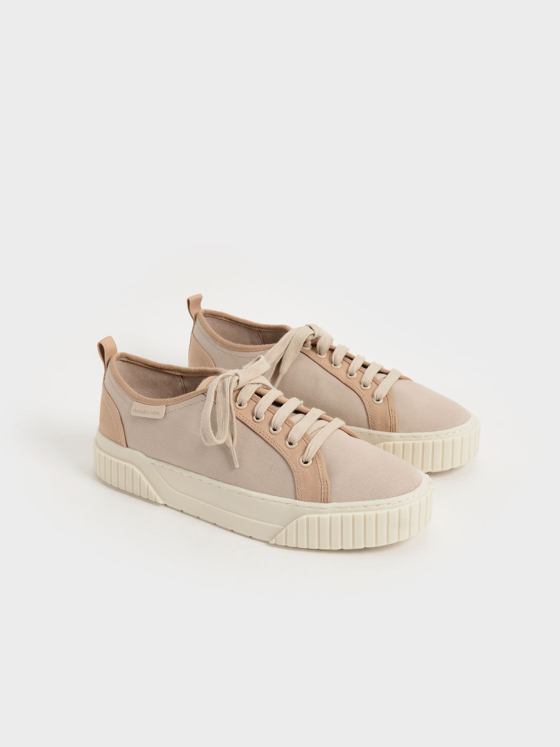 Cotton Low-Top Sneakers, Sand, hi-res