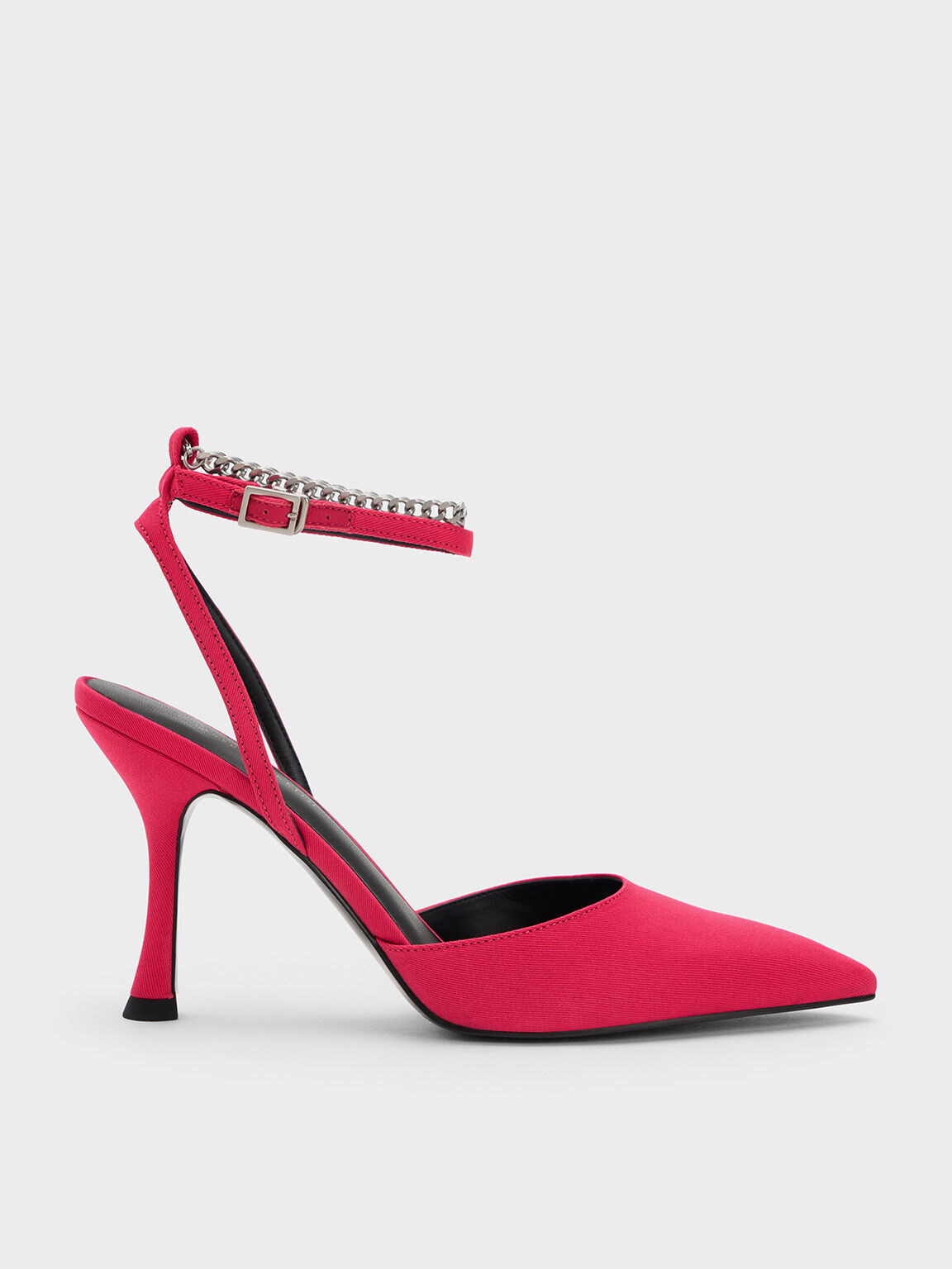 Chain-Link Ankle-Strap Woven Pumps, Fuchsia, hi-res